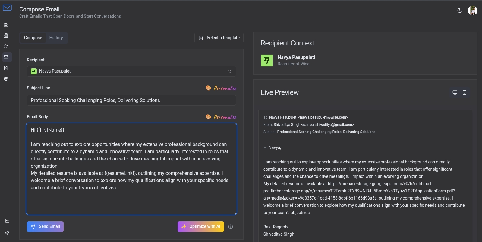An abstract visualization of an AI neural network, representing email optimization.